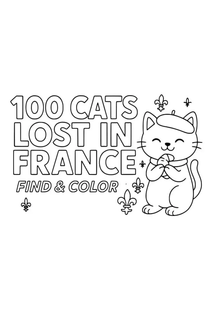 100 Cats Lost in France Find & Color